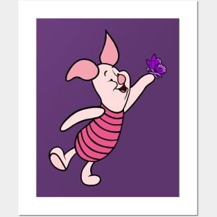 Little Pig with Awareness Ribbon Butterfly (Purple) Posters and Art